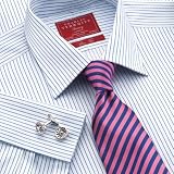 Charles Tyrwhitt White with blue fine stripe Sea Island quality slim fit shirt (17 – 35)