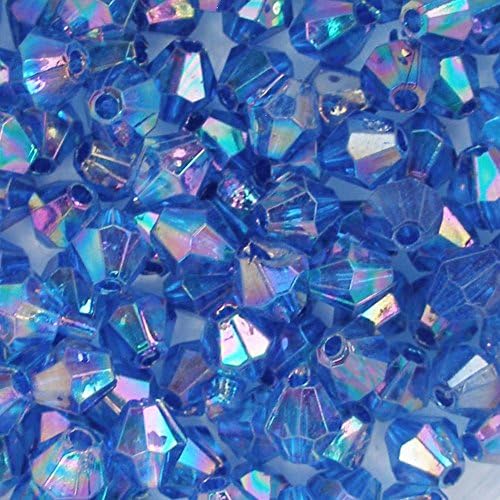 Royal AB Bicone Acrylic Plastic Beads (100 pcs). 6mm (1/4"). 1mm hole.