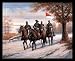 Civil War Blue Soldier On Horses Framed Art Poster Print - 20" X 16"