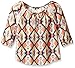 My Michelle Girls' Big Printed Blouse with Tie Front and Lace Yoke and Shoulder Seam