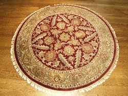 Handmade Indian Round Tabriz Rug 5'x5'