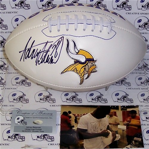 Adrian Peterson Autographed/Hand Signed Minnesota Vikings Logo Football