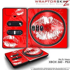 DJ Hero Skin Big Kiss Lips White on Red fit XBOX 360 and PS3 (DJ HERO NOT INCLUDED)