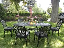 OutdoorCastAluminumPatioFurniture7PcDiningSetFCBM1290