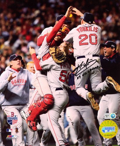 Kevin Youkilis Boston Red Sox - Celebration Photo - Autographed 8x10 Photograph with 2007 World Series Champs Inscription