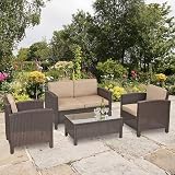 Suntime Brown Amalfi Rattan Suite with Beige Cushions