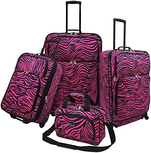 The Set of Classic Pink Zebra U.s. Traveler Fashion 4 Piece Spinner Luggage Set