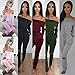 Longwu Women's Fashion Off-Shoulder Drawstring Jumpsuits Rompers Knee Hole Pants Grey-L