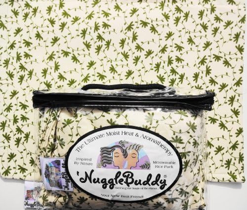 'NUGGLEBUDDY Microwaveable Moist Heat & Aromatherapy Organic Rice Pack. Eucalyptus Leaf Fabric with SPEARMINT EUCALYPTUS Aromatherapy