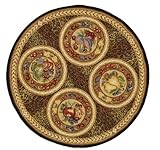 IMAGE OF Safavieh Chelsea Collection HK16A Hand-Hooked Black and Brown Wool Round Area Rug, 5-Feet 6-Inch Round