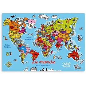Vilac - 2583 - Jeux et Jouets en Bois - Carte du Monde magn�tique (98 pi�ces)