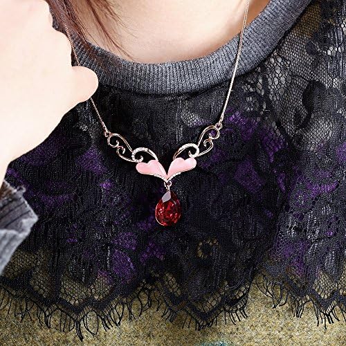 HuiEn Women's 18K Rose Gold Plated Opal Zircon Czech Drill Crystal Necklace Pendant 16inchs