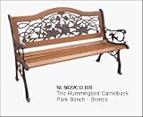 DC America SL5622CO-BR Trio Hummingbird Camelback Park Bench, Hardwood Slats and Bronze Finish