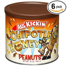 Ass Kickin' Chipotle Honey Peanuts, 12 Ounce Tins (Pack of 6) by Ass Kickin'