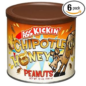 Ass Kickin' Chipotle Honey Peanuts, 12 Ounce Tins (Pack of 6) by Ass Kickin'
