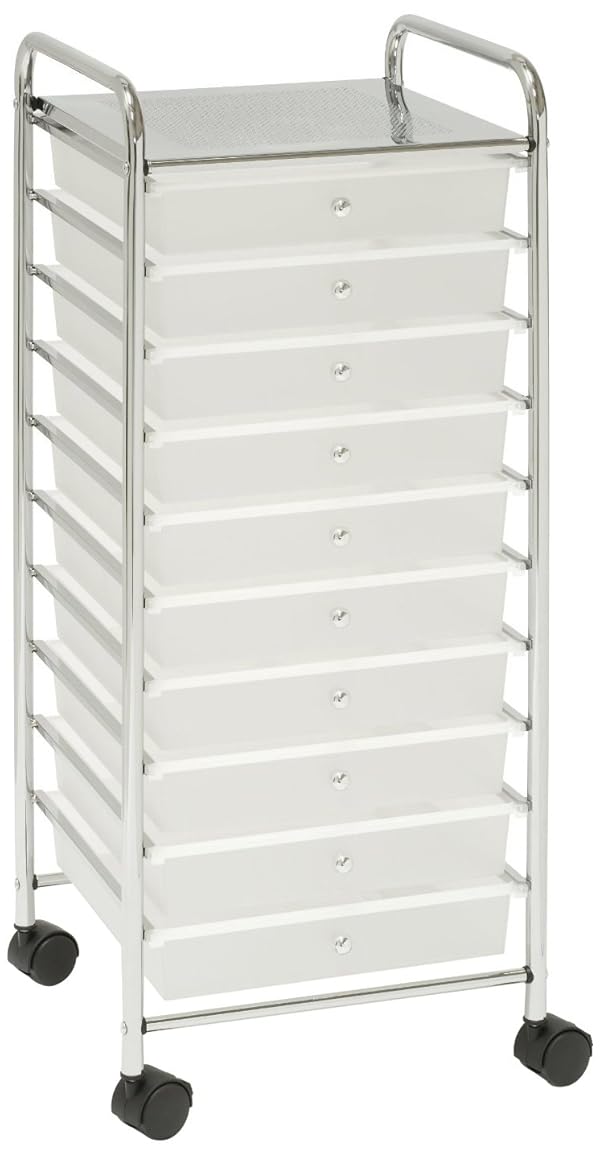 Seville Classics Large 10 Drawer Organizer Cart White