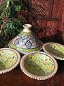 Medium patterned cooking tagine with 4 matching bowls