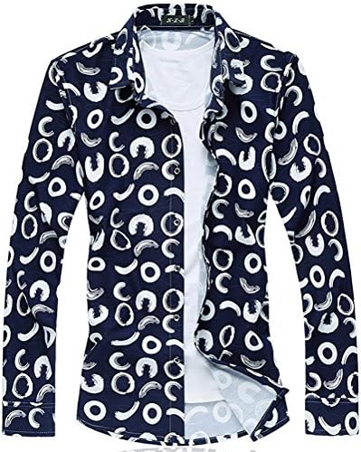 DEDVAN Men's Autumn Fashion Euramerican Style Long Sleeve Floral Print Shirt