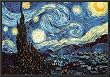 Vincent Van Gogh (The Starry Night) Art Poster Dry Mounted Wood Framed, 24x36..