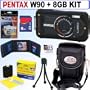 Pentax Optio W90 12.1 MP Waterproof Digital Camera (Black) + 8GB Accessory Kit