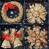 Christmas Straw Ornaments - Set of 12 pieces, Plain Stars