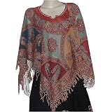 Womens Poncho Outerwear Wool in Jacquard Design 40  x 40  (pnch243)