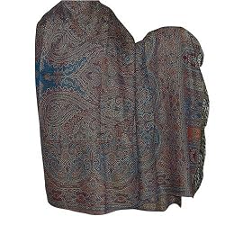 Prayer Shawl Jacquard Design Wool Wrap 106 x 55 inches