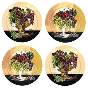 Set of 4 The Grapes of Wine Round Dessert Plates