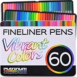 Fineliner Color Pen Set (HUGE SET OF 60 COLORING PENS) Colorful Ultra Fine 0.4mm Metal Clad Tips in 30 Individual Colors - Porous Point Marker - Perfect for Drawing & Adult Coloring Books