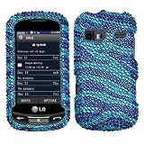 MYBAT Zebra Skin (baby Blue/Dark Blue) Diamante Protector Cover for LG C395 (Xpression), LG LN272 (Rumor Reflex)