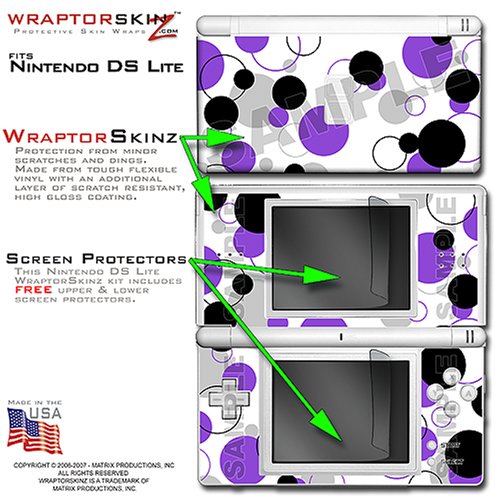 Nintendo DS Lite Lots Of Dots Purple on White WraptorSkinz TM Skin Kit by TuneTattooz TM
