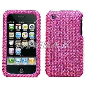 Apple iPhone i-Phone 3G 3GS 3G-S Cell Phone Hot Pink Full Crystal Diamonds Bling Protective Case Cover