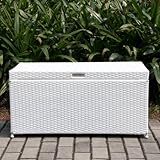 IMAGE OF Outdoor White Wicker Patio Furniture Storage Deck Box