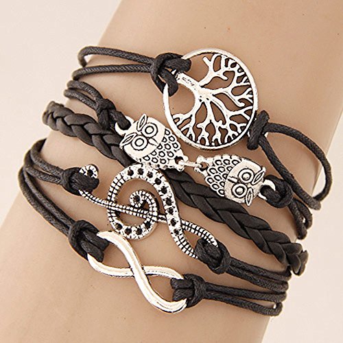 Pretty Show Vintage Weave Infinity Leather Multilayer Handmade Braided Bracelet