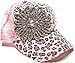 Womens Olive & Pique Large Rhinestone Flower Cheetah Print Trucker Cap