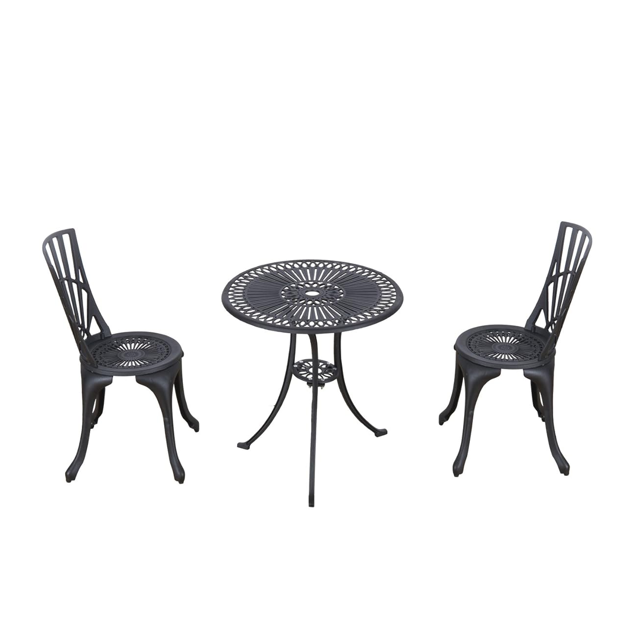 Outsunny 3 Piece Antique Style Outdoor Patio Bistro Dining Set Black