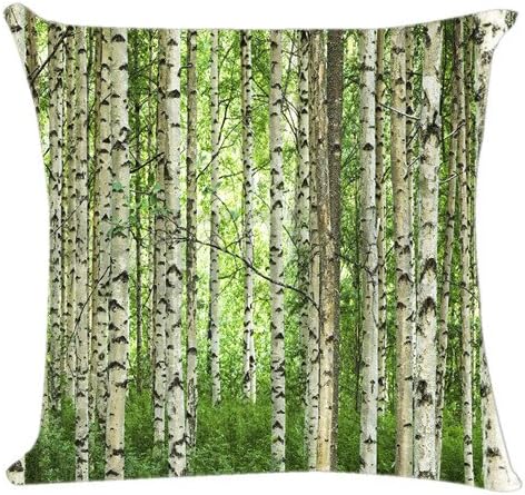 Birch Tree Pillow cover Zippered Pillow cases One Side Printed 16x16 Inches