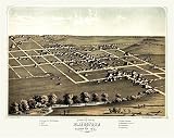 Historic Maps - Blairstown Bird's Eye View Map 1868 Iowa - Benton County - Bird's eye view of Blairstown, Benton Co., Iowa 1868. 36x54