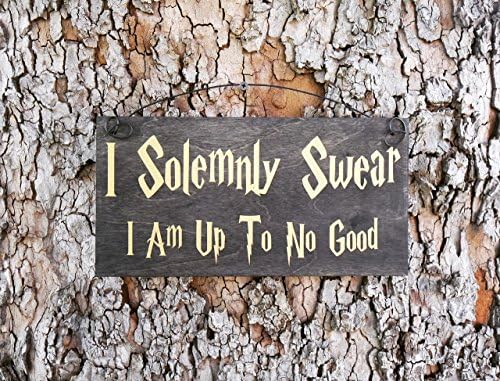 I Solemnly Swear I Am No Good Sign, Harry Potter Sign, Home Decor, Nursery, We Do Geek, Harry Potter Wizards Welcome Sign