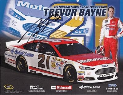 AUTOGRAPHED 2013 Trevor Bayne #21 MOTORCRAFT RACING (Ford Fusion) 9X11 SIGNED NASCAR Hero Card w/ COA