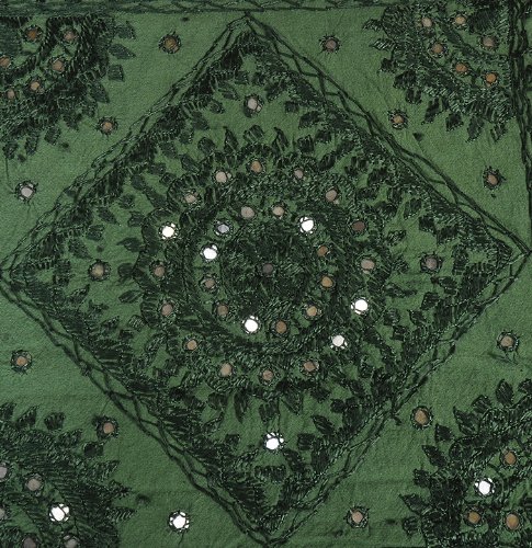 Imagen 7 de Rajrang diseñador Colcha Algodón verde bordado Floral Doble Colcha