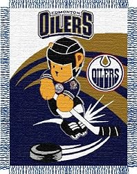 Edmonton Oilers Acrylic Triple Woven Jacquard Baby Blanket/Throw (36"x46") - NHL Hockey