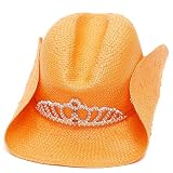 Girls Accessories Orange Tiara Straw Cowgirl Hat Pageant Up by Sophias Style