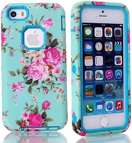 iPhone 5S Case, LERBO 3 in 1 Hard and Soft Hybrid Armor Case Combo for iphone5 5s(Blue)