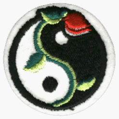 Yin Yang with Rose - Embroidered Iron On or Sew On Patch