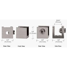 CRL Brushed Nickel Small Set Screw Glass Shelf Clamp for 1/4" to 5/16" Glass - Single