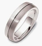 Designer 6mm Titanium & 14 Karat White Gold Comfort Fit Wedding Band Ring