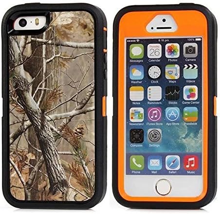 For Iphone 5 Case,Iphone 5s Case,Fivers(TM) Heavy Duty Case 3 in 1 Three Advantages Waterproof Dustproof Shakeproof with Forest Camouflage Desig Cell Phone Cases for Iphone 5/5s (Tree- Orange)