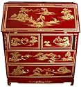 Fine Quality Asian Furniture & D&eacute;cor - 42" Oriental Red Lacquer Drop Front Secretary Desk