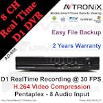 Avtronix AD-808 8 Channels H.264 D1 Real-Time Recording @ 30 FPS / Channel (240 FPS Total) Surveillance CCTV Standalone DVR System, Pentaplex Multitasking, CMS Internet Monitoring Software & 3G / 4G Smart Phone Viewing: Android / iPhone/ iPad / BlackBerry / Symbian / Windows Mobile 7